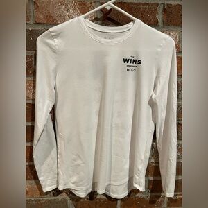 Figs white long sleeve graphic "The Wins Are Bigger" slogan size xsmall